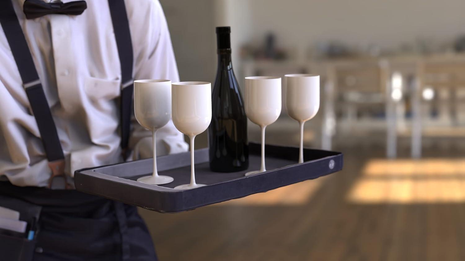 imagePARTY BARGAINS 12 oz Disposable Plastic Wine Goblets ShatterResistant BPAFree Stemmed Wine Cups for Weddings Events amp Outdoor Entertaining Black 5 PackWhite