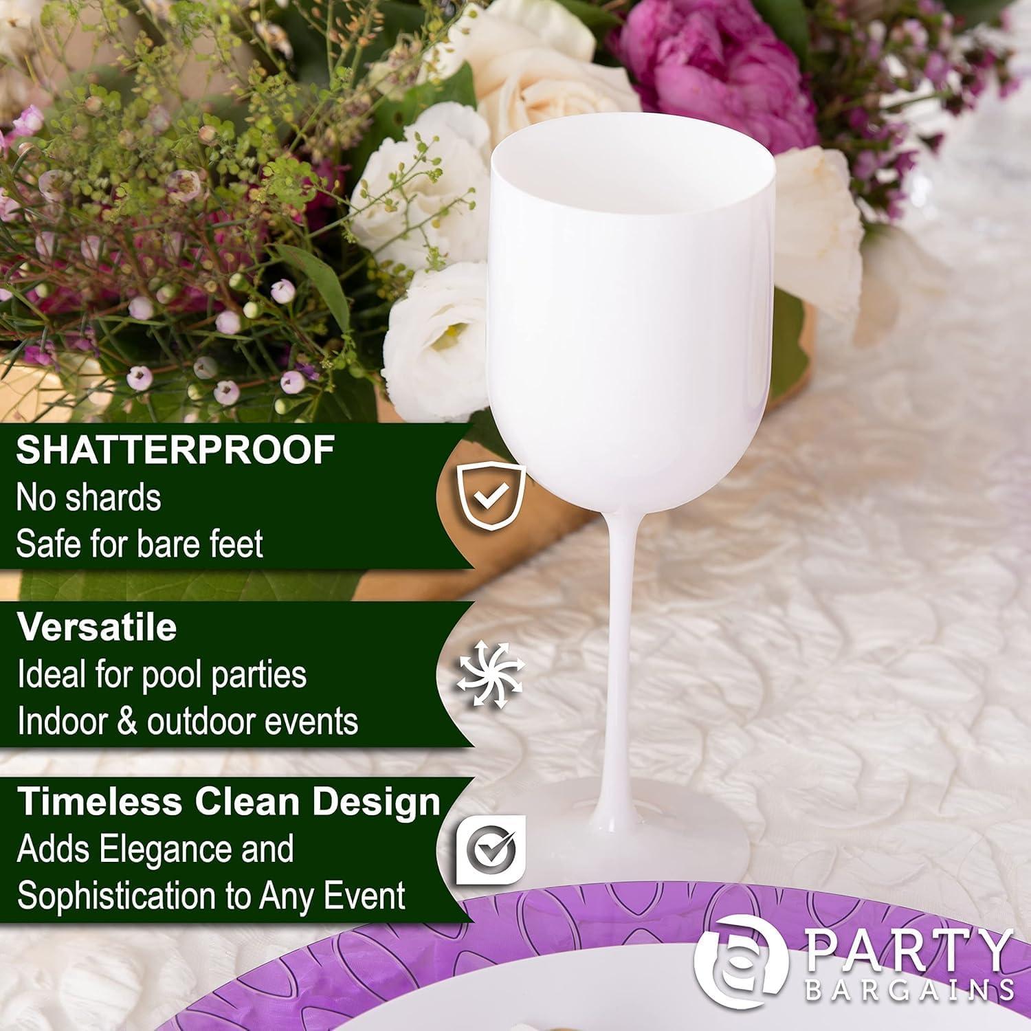 imagePARTY BARGAINS 12 oz Disposable Plastic Wine Goblets ShatterResistant BPAFree Stemmed Wine Cups for Weddings Events amp Outdoor Entertaining Black 5 PackWhite
