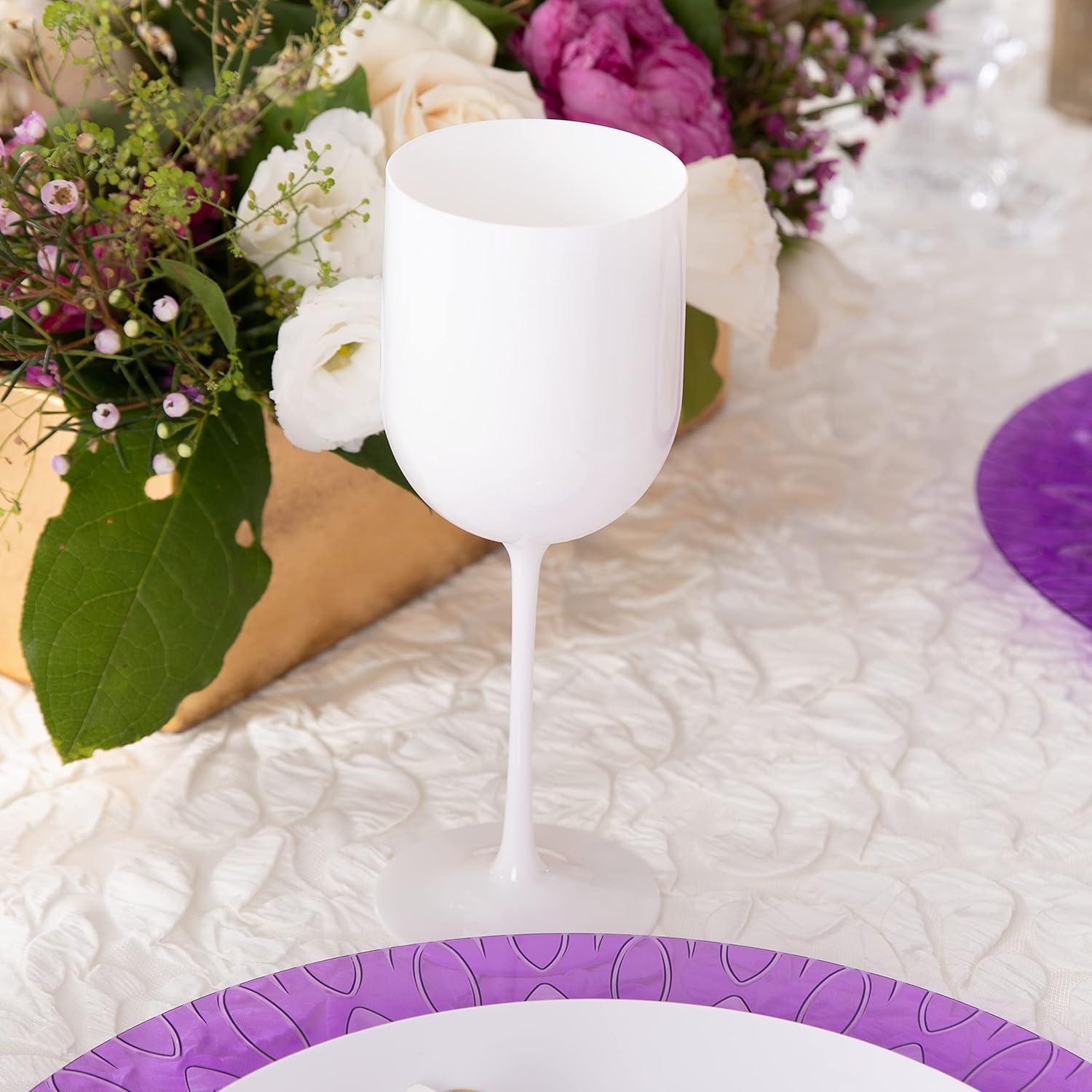 imagePARTY BARGAINS 12 oz Disposable Plastic Wine Goblets ShatterResistant BPAFree Stemmed Wine Cups for Weddings Events amp Outdoor Entertaining Black 5 PackWhite