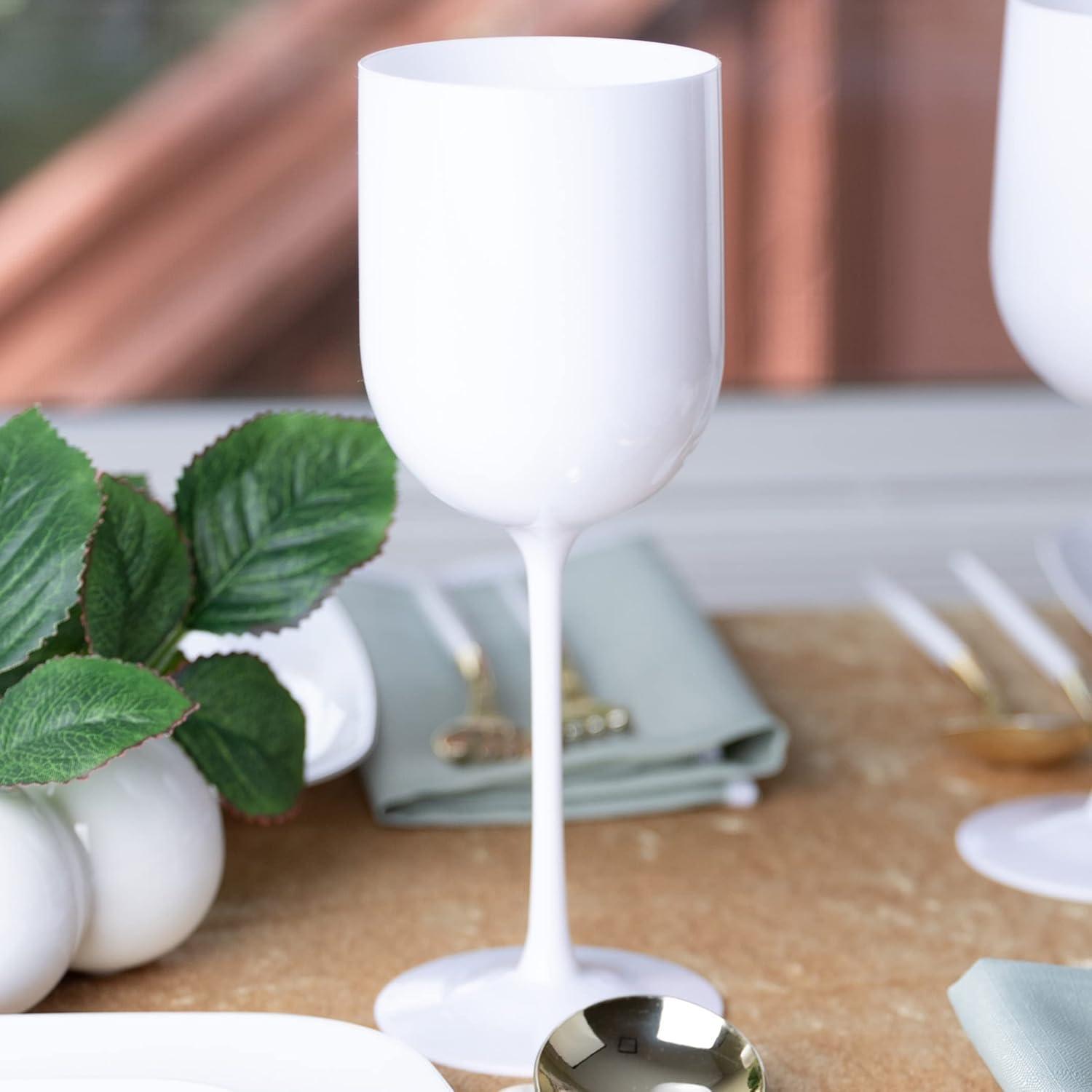 imagePARTY BARGAINS 12 oz Disposable Plastic Wine Goblets ShatterResistant BPAFree Stemmed Wine Cups for Weddings Events amp Outdoor Entertaining Black 5 PackWhite