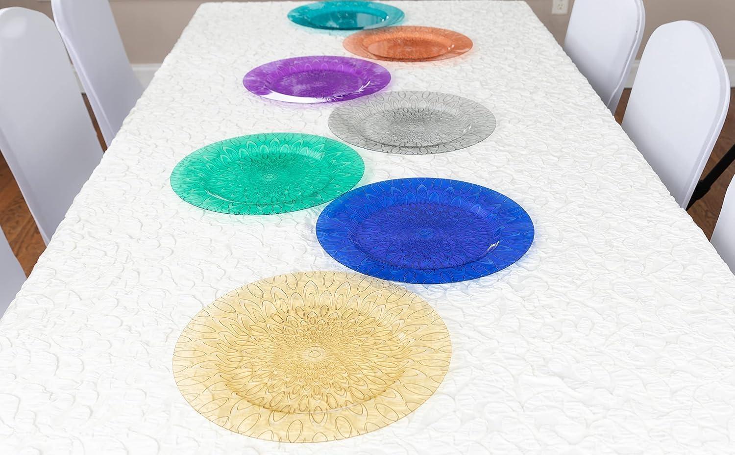 imagePARTY BARGAINS 13 Inch Plastic Charger Plates Raindrop Transparent Rose Gold 8 PackBlue