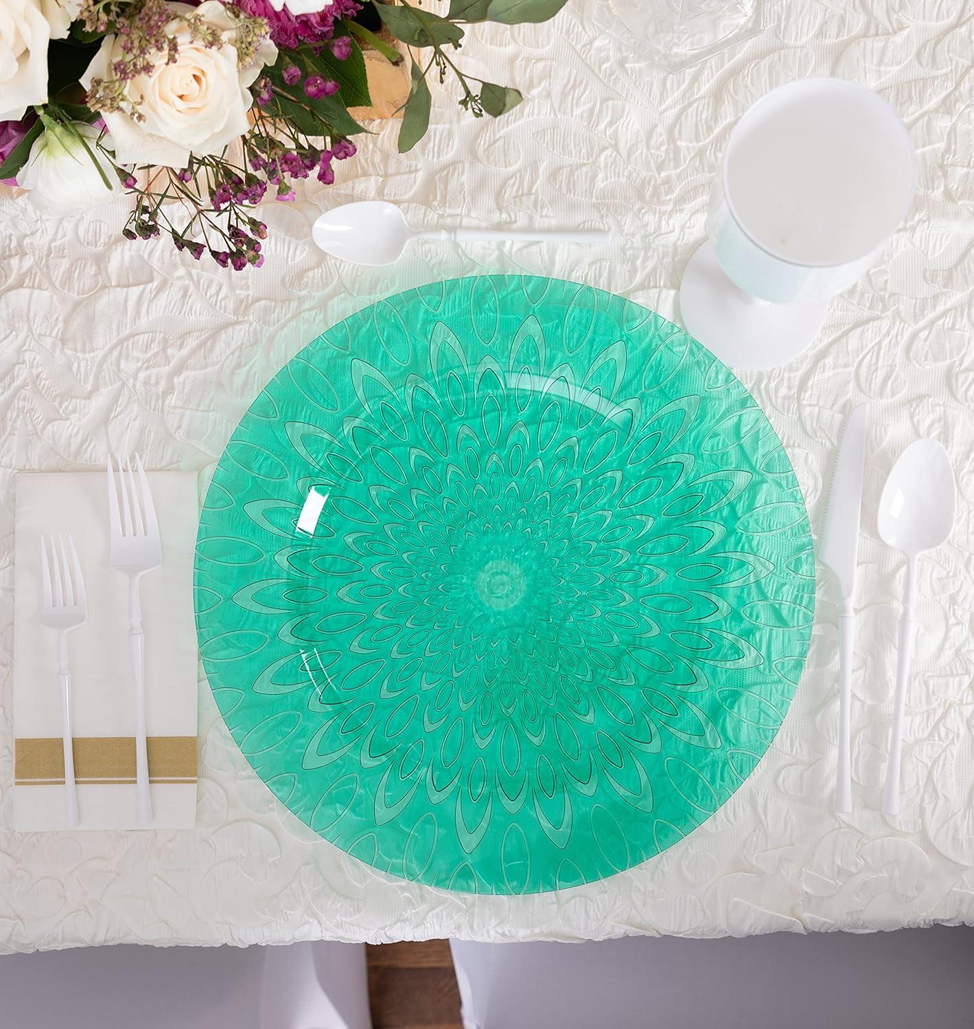 imagePARTY BARGAINS 13 Inch Plastic Charger Plates Raindrop Transparent Rose Gold 8 PackGreen