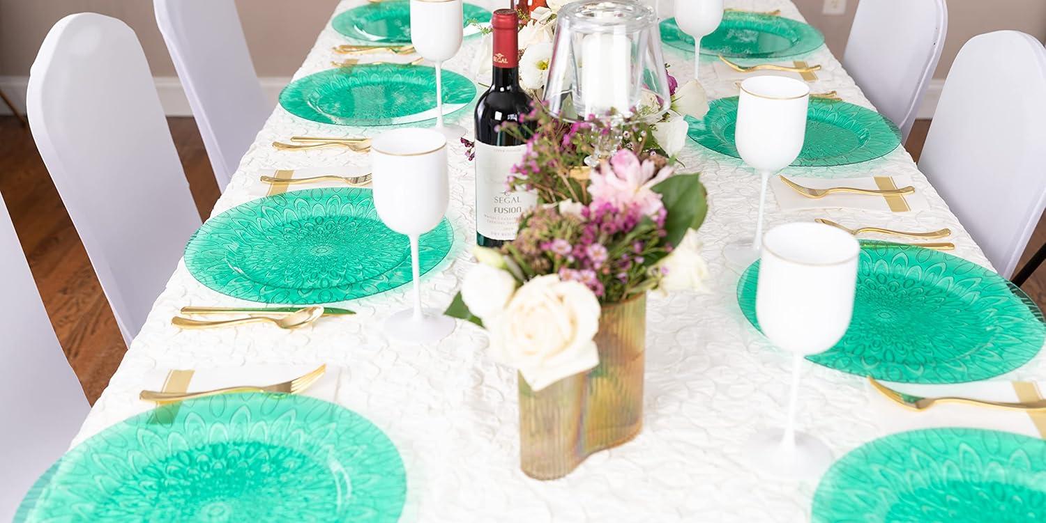 imagePARTY BARGAINS 13 Inch Plastic Charger Plates Raindrop Transparent Rose Gold 8 PackGreen