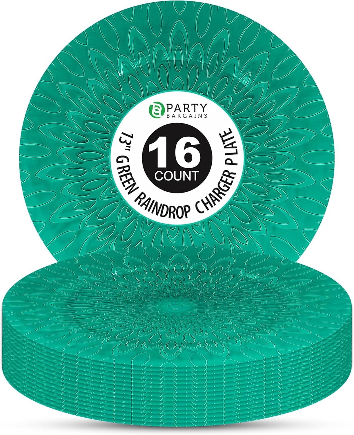 imagePARTY BARGAINS 13 Inch Plastic Charger Plates Raindrop Transparent Rose Gold 8 PackGreen