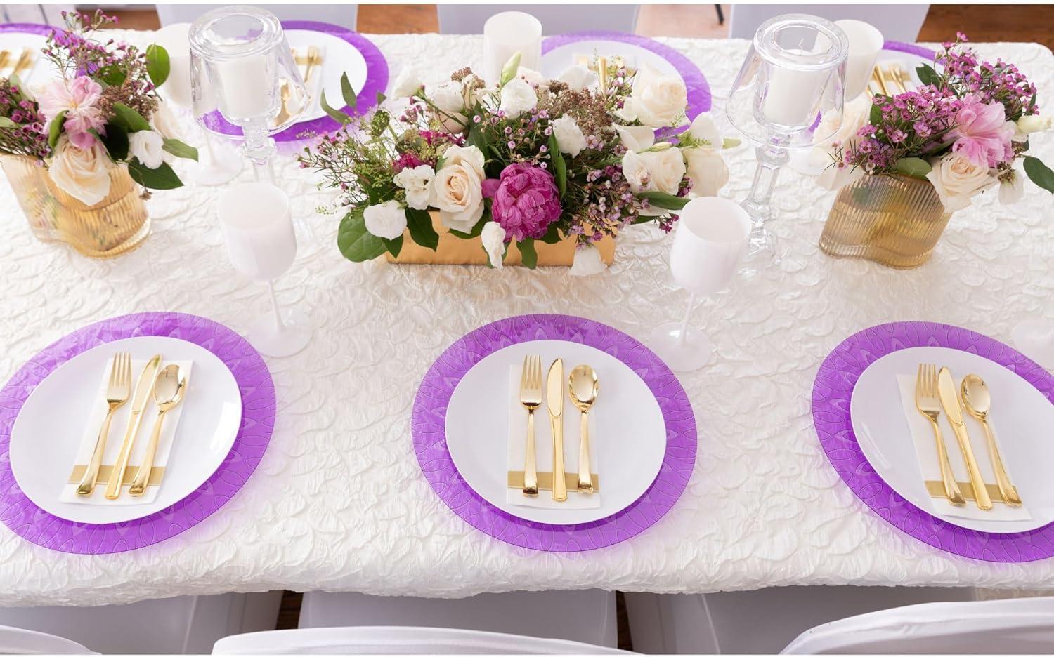 imagePARTY BARGAINS 13 Inch Plastic Charger Plates Raindrop Transparent Rose Gold 8 PackLavender