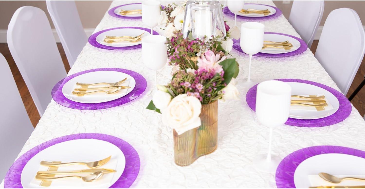 imagePARTY BARGAINS 13 Inch Plastic Charger Plates Raindrop Transparent Rose Gold 8 PackLavender