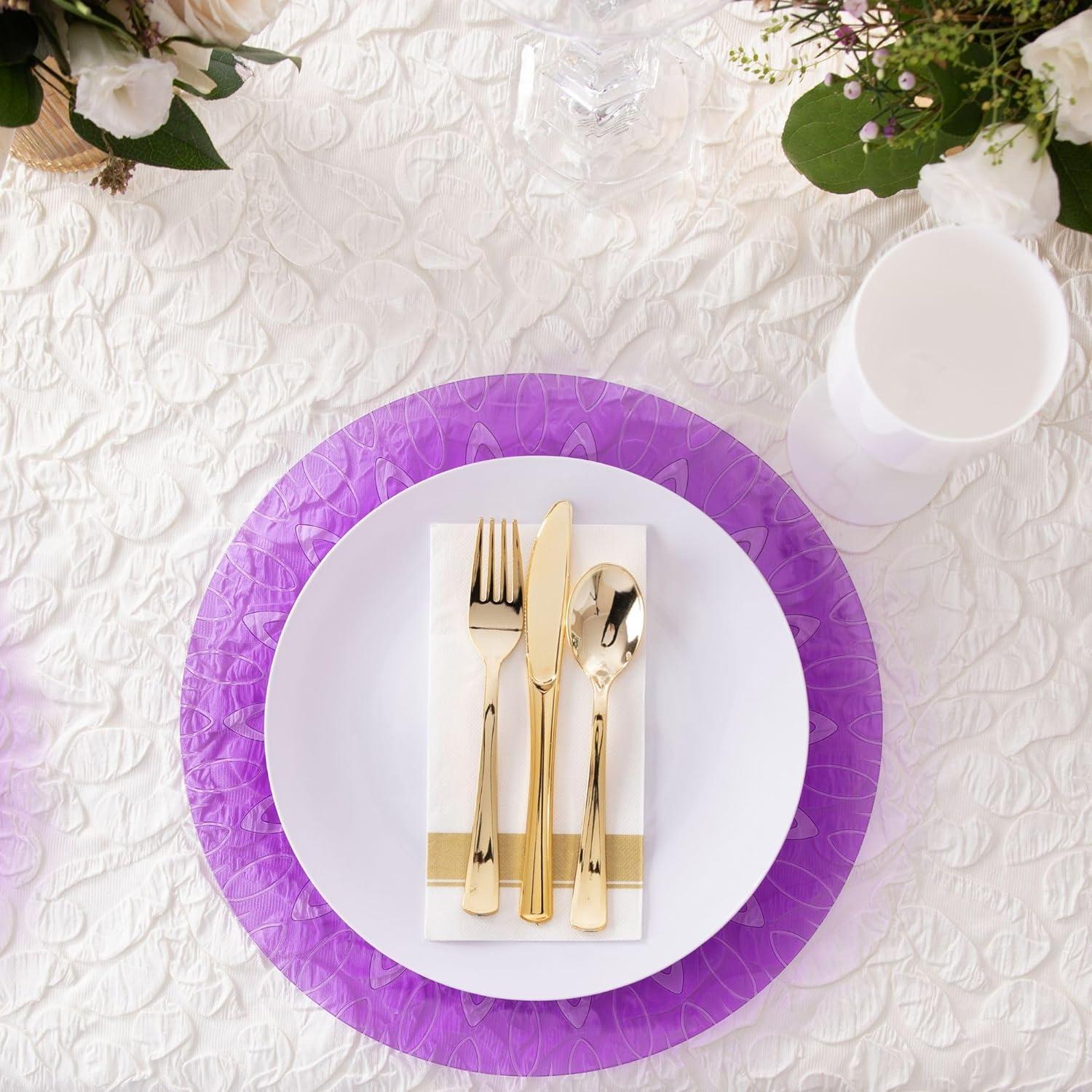 imagePARTY BARGAINS 13 Inch Plastic Charger Plates Raindrop Transparent Rose Gold 8 PackLavender