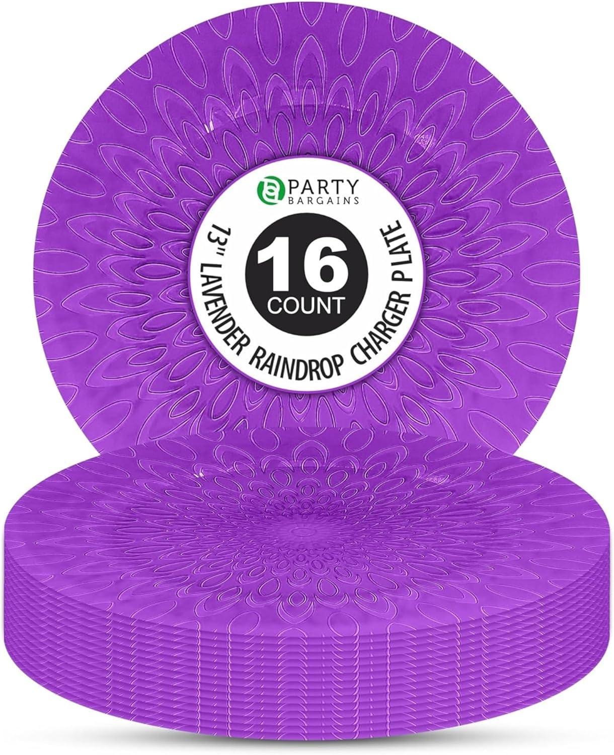imagePARTY BARGAINS 13 Inch Plastic Charger Plates Raindrop Transparent Rose Gold 8 PackLavender