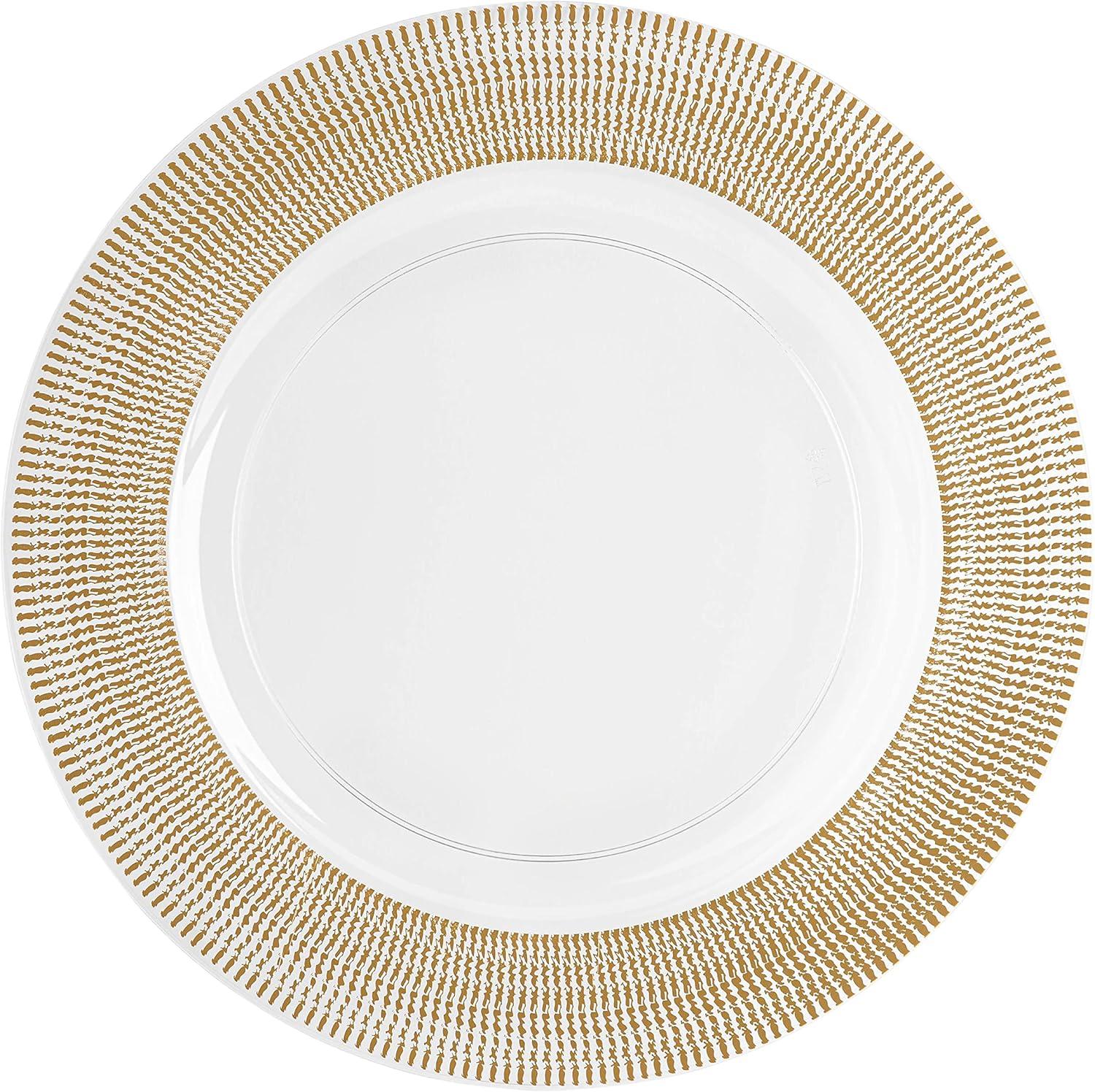 imagePARTY BARGAINS 13Inch Charger Plates 8 Pack Organic Collection Black Gold Rim HeavyDuty Disposable Chargers for Elegant Dining Ideal for Weddings and Formal EventsGold Textured