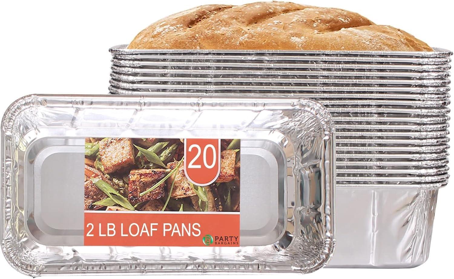imagePARTY BARGAINS 2 lb Loaf Pans Disposable Aluminum Bread Tins 40 Pack HeavyDuty OvenSafe Bakeware Max 240C for Bread Loaf Meatloaf Cakes Parties amp Events20