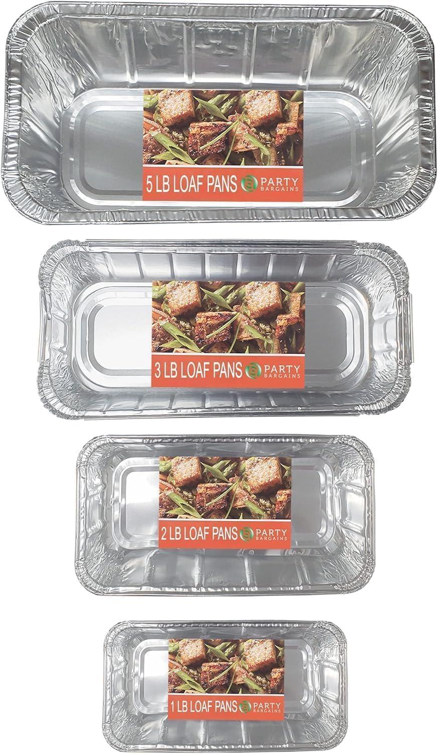 imagePARTY BARGAINS 2 lb Loaf Pans Disposable Aluminum Bread Tins 40 Pack HeavyDuty OvenSafe Bakeware Max 240C for Bread Loaf Meatloaf Cakes Parties amp Events100