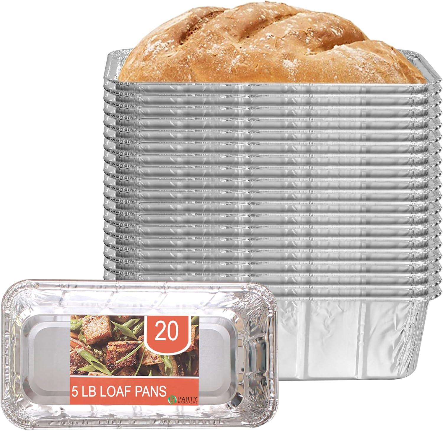 imagePARTY BARGAINS 2 lb Loaf Pans Disposable Aluminum Bread Tins 40 Pack HeavyDuty OvenSafe Bakeware Max 240C for Bread Loaf Meatloaf Cakes Parties amp Events20