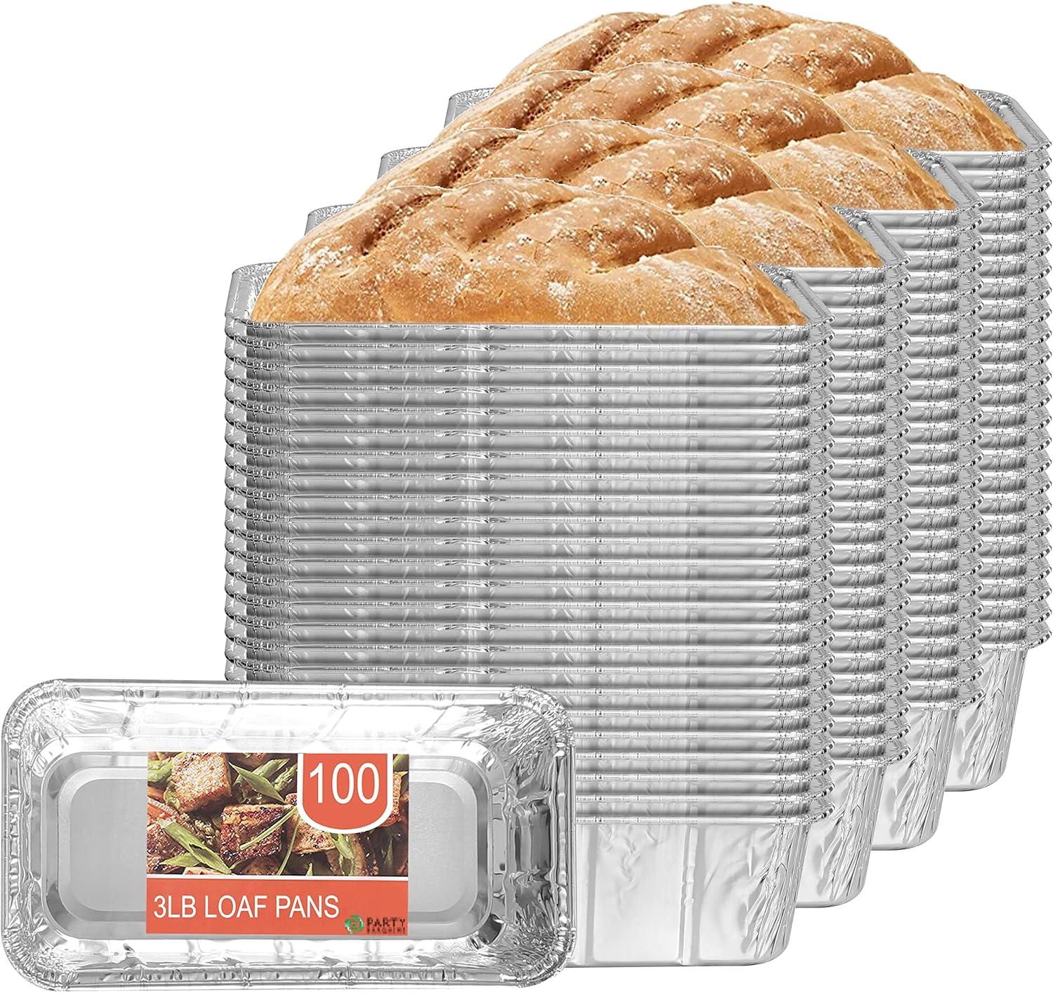 imagePARTY BARGAINS 2 lb Loaf Pans Disposable Aluminum Bread Tins 40 Pack HeavyDuty OvenSafe Bakeware Max 240C for Bread Loaf Meatloaf Cakes Parties amp Events100