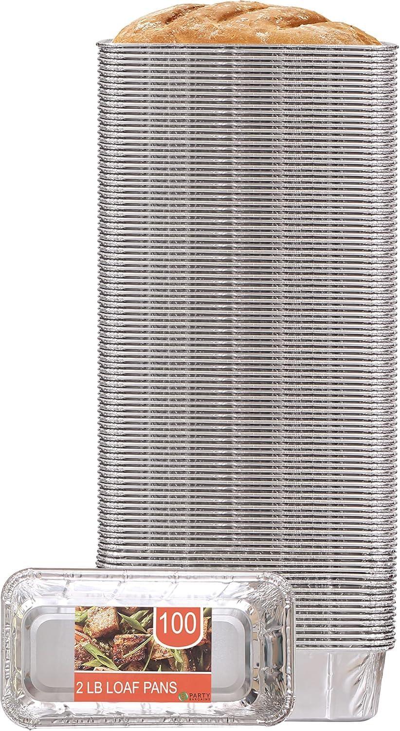 imagePARTY BARGAINS 2 lb Loaf Pans Disposable Aluminum Bread Tins 40 Pack HeavyDuty OvenSafe Bakeware Max 240C for Bread Loaf Meatloaf Cakes Parties amp Events100