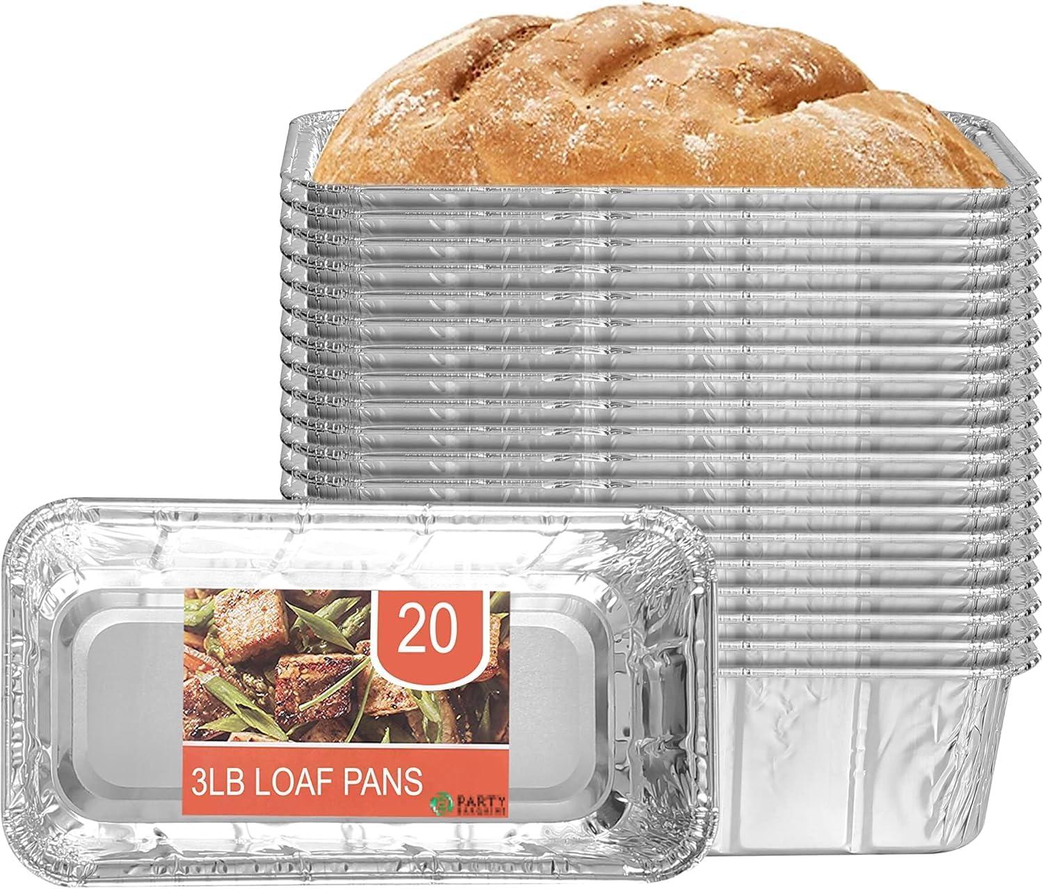 imagePARTY BARGAINS 2 lb Loaf Pans Disposable Aluminum Bread Tins 40 Pack HeavyDuty OvenSafe Bakeware Max 240C for Bread Loaf Meatloaf Cakes Parties amp Events20