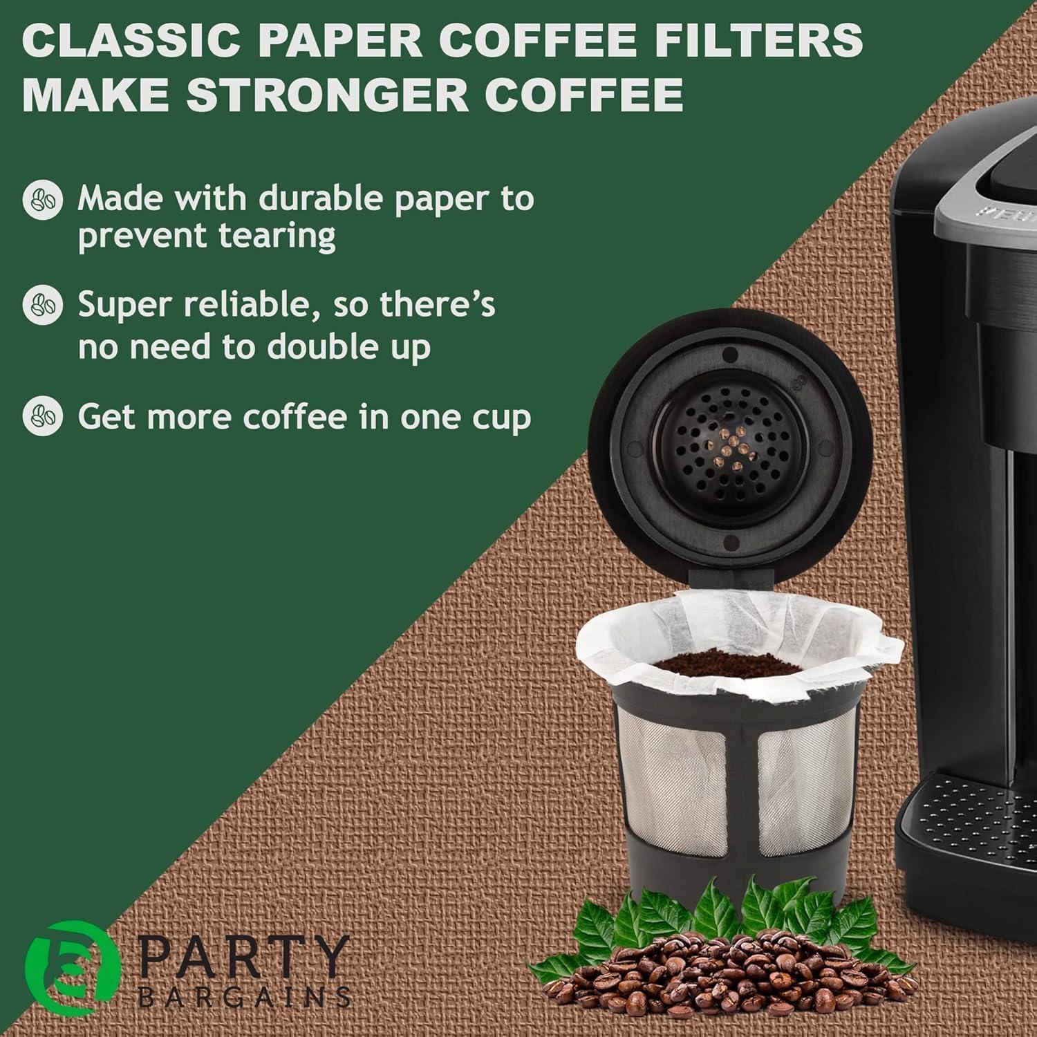 imagePARTY BARGAINS 300 Compact Disposable Coffee Filter Liners Compatible with Keurig Brewers amp KCup Reusable Pods SingleServe Paper FiltersWhite Classic