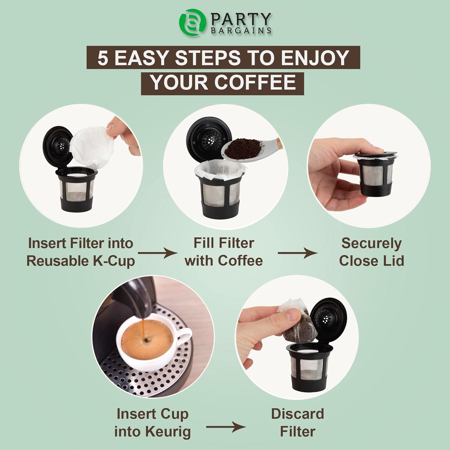 imagePARTY BARGAINS 300 Compact Disposable Coffee Filter Liners Compatible with Keurig Brewers amp KCup Reusable Pods SingleServe Paper FiltersWhite Classic