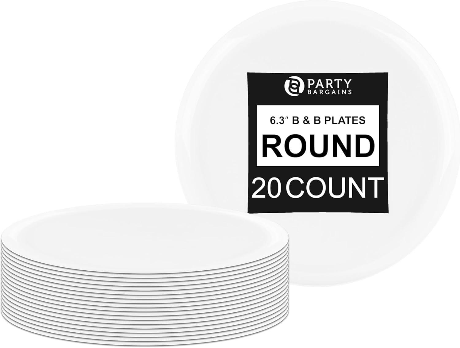 imagePARTY BARGAINS 63 Disposable Cranberry Red Plates 10 Pack Heavy Duty Plastic Edge Collection Tableware Dish Platter Dinnerware Table Setting Plates for Catering EventsWhite