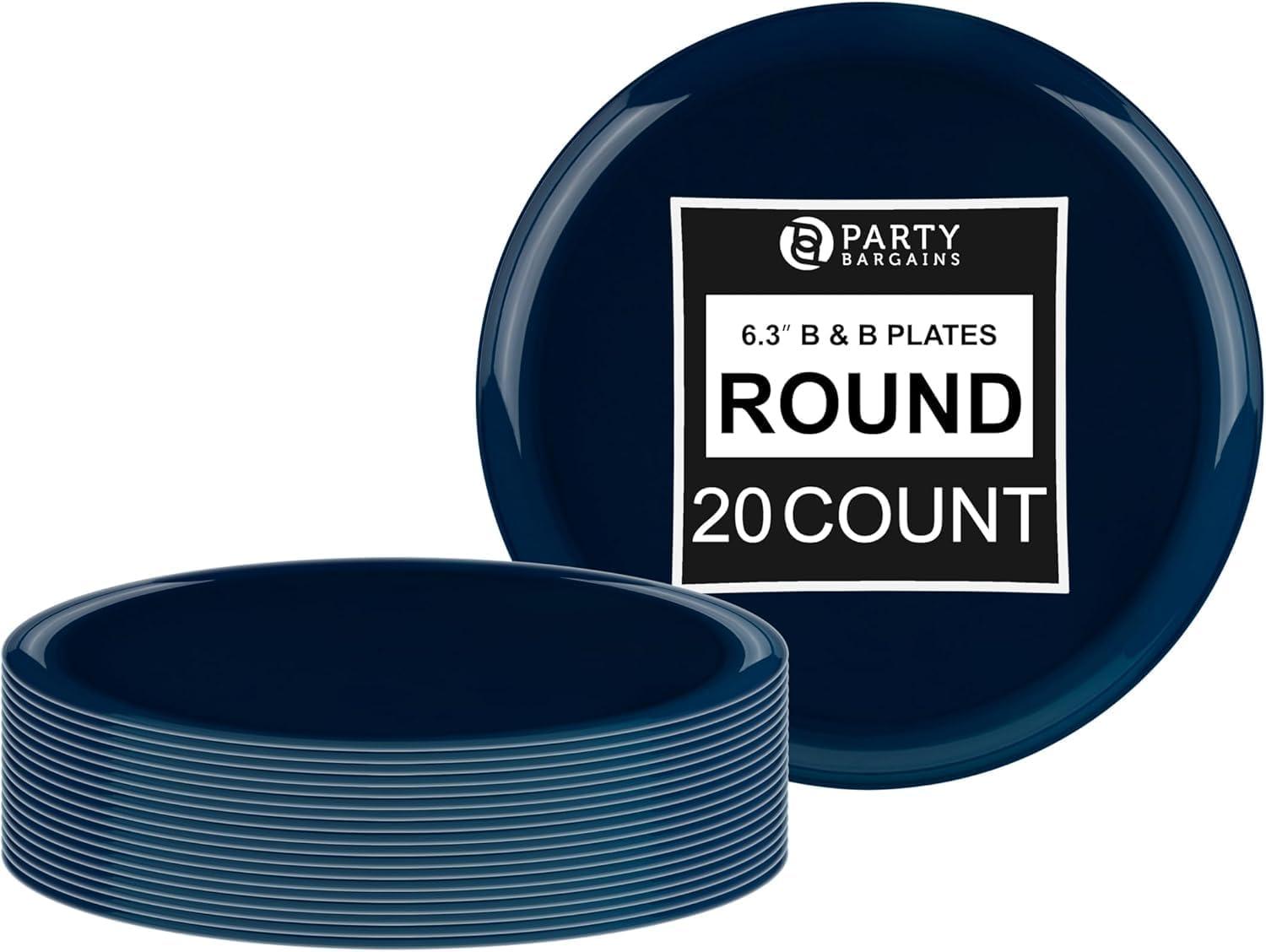 imagePARTY BARGAINS 63 Disposable Cranberry Red Plates 10 Pack Heavy Duty Plastic Edge Collection Tableware Dish Platter Dinnerware Table Setting Plates for Catering EventsDark Blue