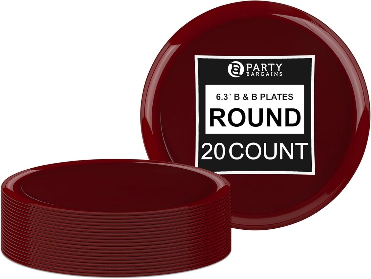 imagePARTY BARGAINS 63 Disposable Cranberry Red Plates 10 Pack Heavy Duty Plastic Edge Collection Tableware Dish Platter Dinnerware Table Setting Plates for Catering EventsCranberry Red