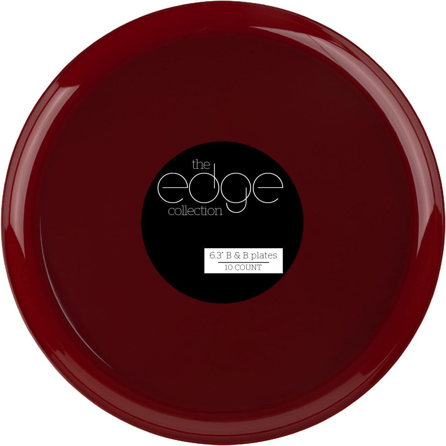 imagePARTY BARGAINS 63 Disposable Cranberry Red Plates 10 Pack Heavy Duty Plastic Edge Collection Tableware Dish Platter Dinnerware Table Setting Plates for Catering EventsCranberry Red