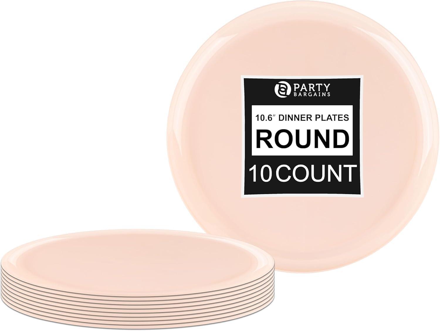 imagePARTY BARGAINS 63 Disposable Cranberry Red Plates 10 Pack Heavy Duty Plastic Edge Collection Tableware Dish Platter Dinnerware Table Setting Plates for Catering EventsPink