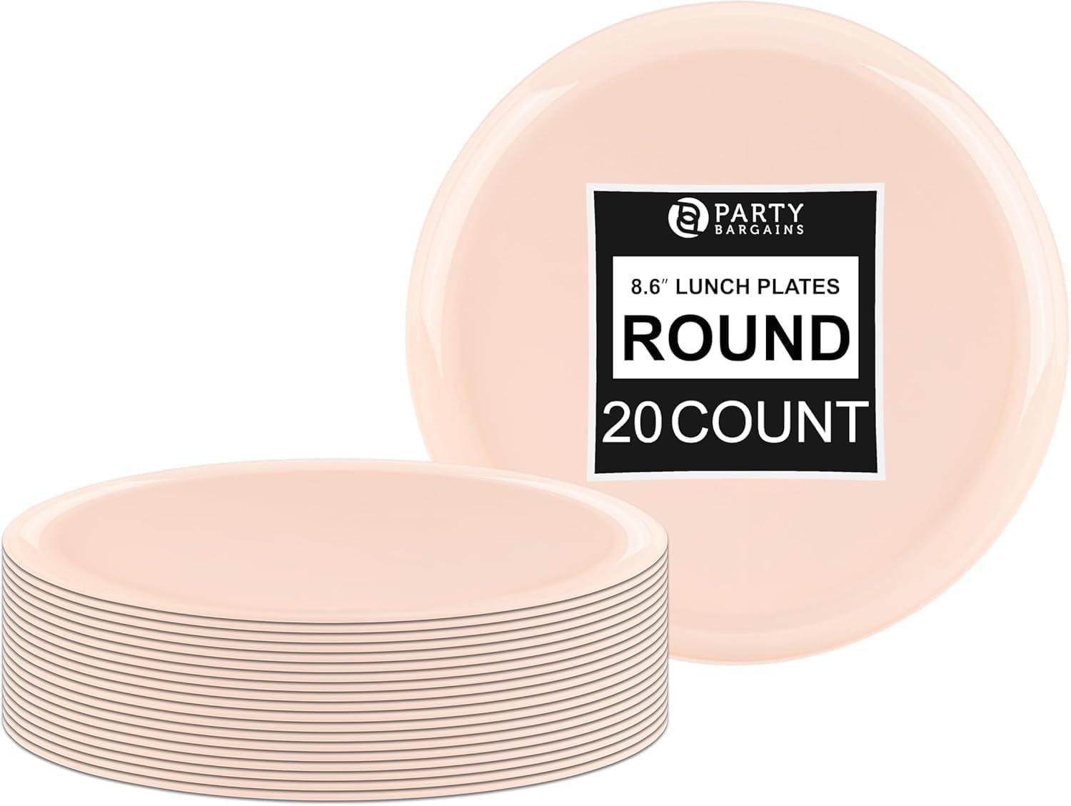 imagePARTY BARGAINS 63 Disposable Cranberry Red Plates 10 Pack Heavy Duty Plastic Edge Collection Tableware Dish Platter Dinnerware Table Setting Plates for Catering EventsPink