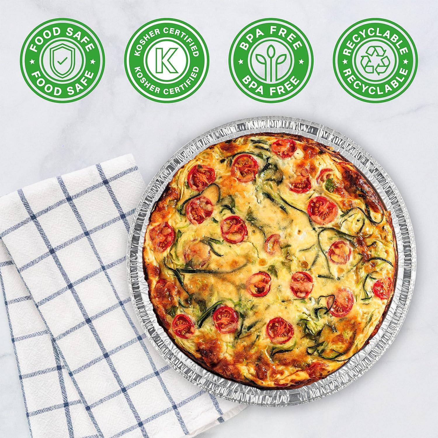imagePARTY BARGAINS 7Inch Round Disposable Aluminum Pans 50 Pack Set with Plastic Lids For Baking Roasting BBQ Perfect for Kitchen Takeout Food Catering Picnic Camping Max 240C7 Inch