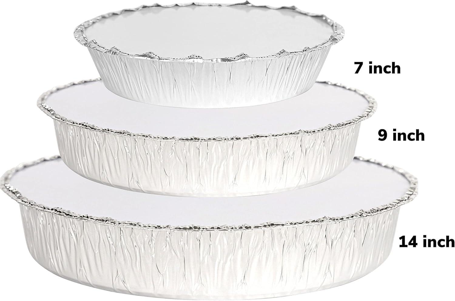 imagePARTY BARGAINS 9Inch Round Disposable Aluminum Pans 40 Pack Set with Board Lids For Baking Roasting BBQ Perfect for Kitchen Takeout Food Catering Picnic Camping Max 240C9 In