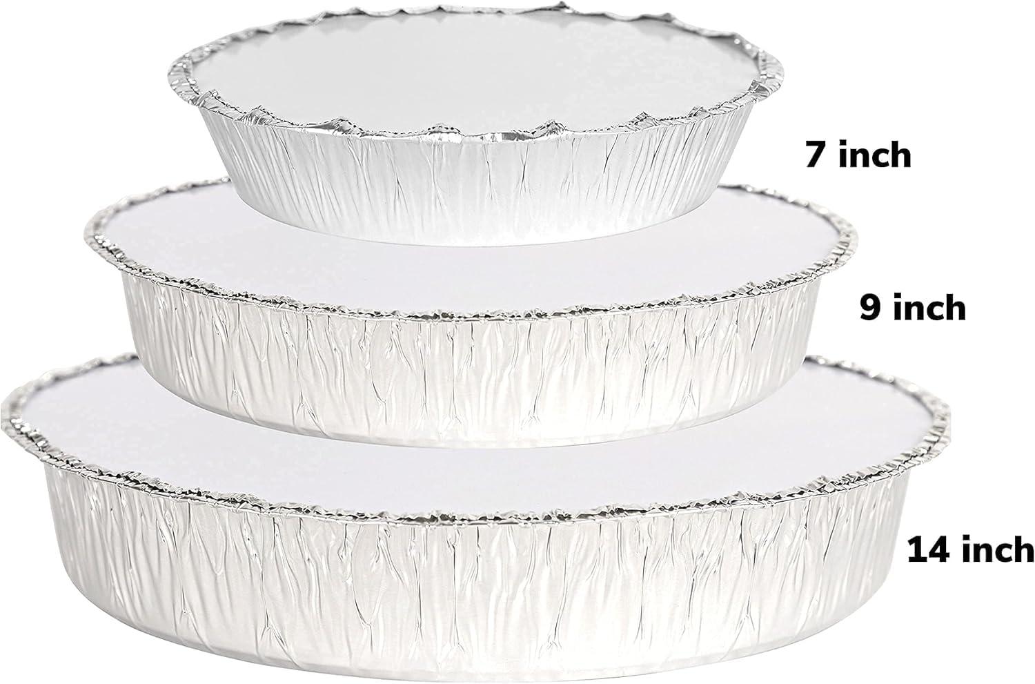 imagePARTY BARGAINS 9Inch Round Disposable Aluminum Pans 40 Pack Set with Board Lids For Baking Roasting BBQ Perfect for Kitchen Takeout Food Catering Picnic Camping Max 240C7 In