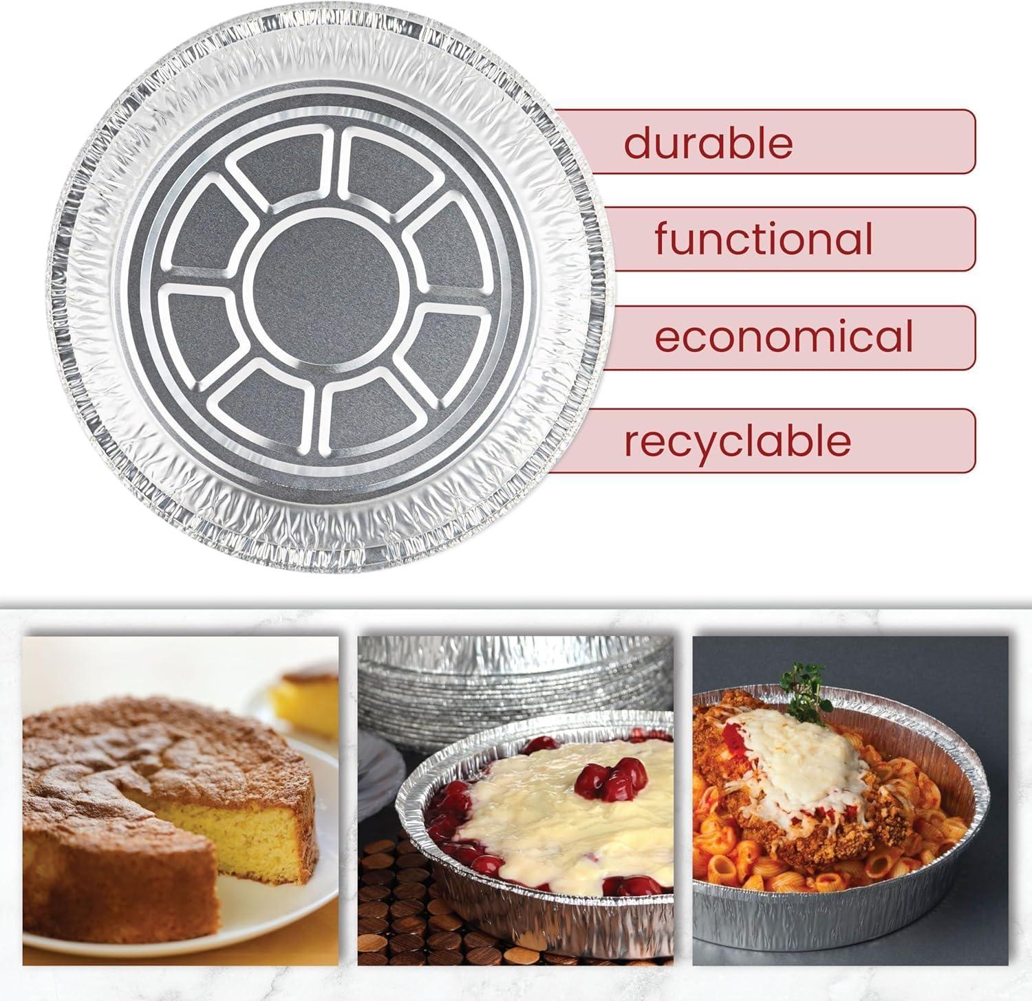 imagePARTY BARGAINS 9Inch Round Disposable Aluminum Pans 40 Pack Set with Board Lids For Baking Roasting BBQ Perfect for Kitchen Takeout Food Catering Picnic Camping Max 240C7 Inch