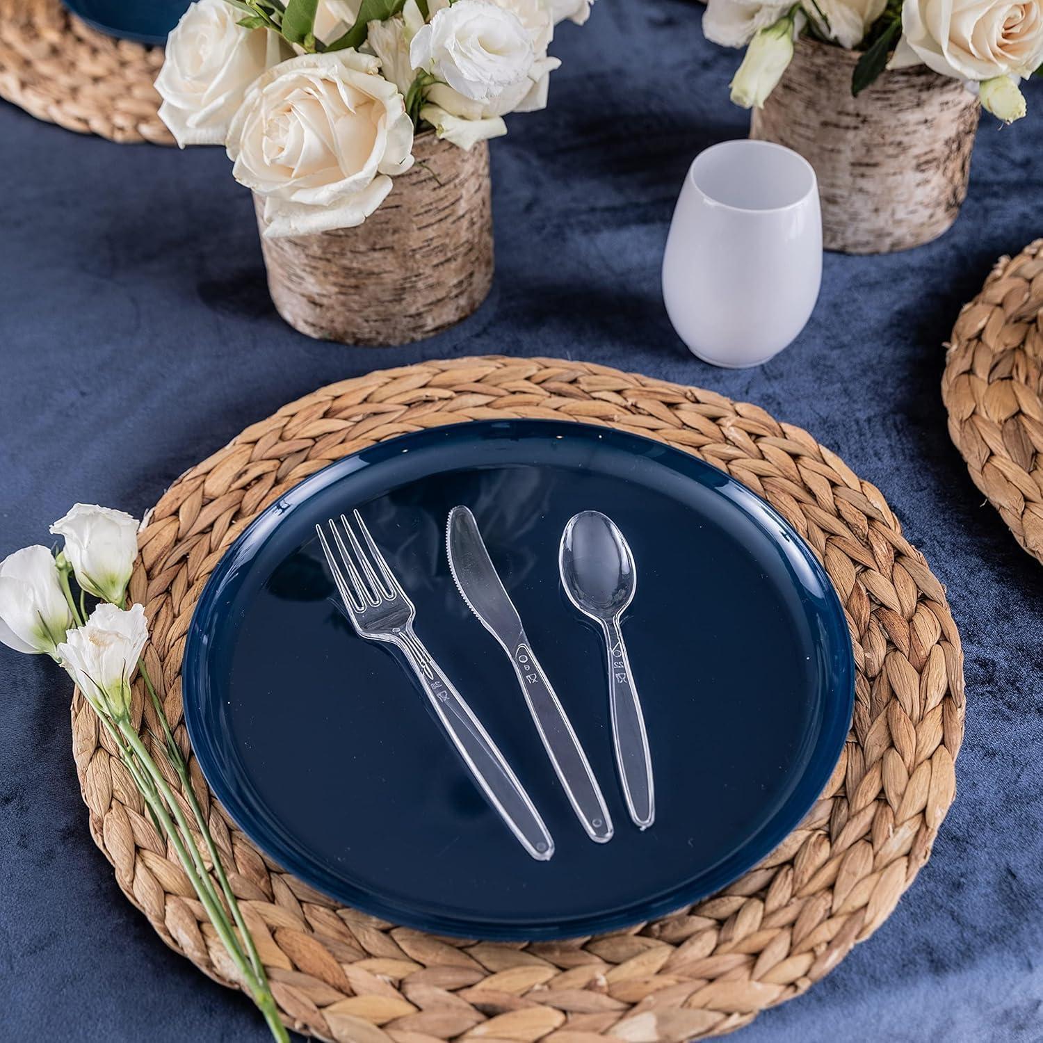 imagePARTY BARGAINS Argyle White Plastic Cutlery Set 360Piece 180 Forks 120 Spoons 60 Knives HeavyDuty Disposable Utensils for Parties Weddings Buffets BBQs amp Catering BPA FreeA Sapphire