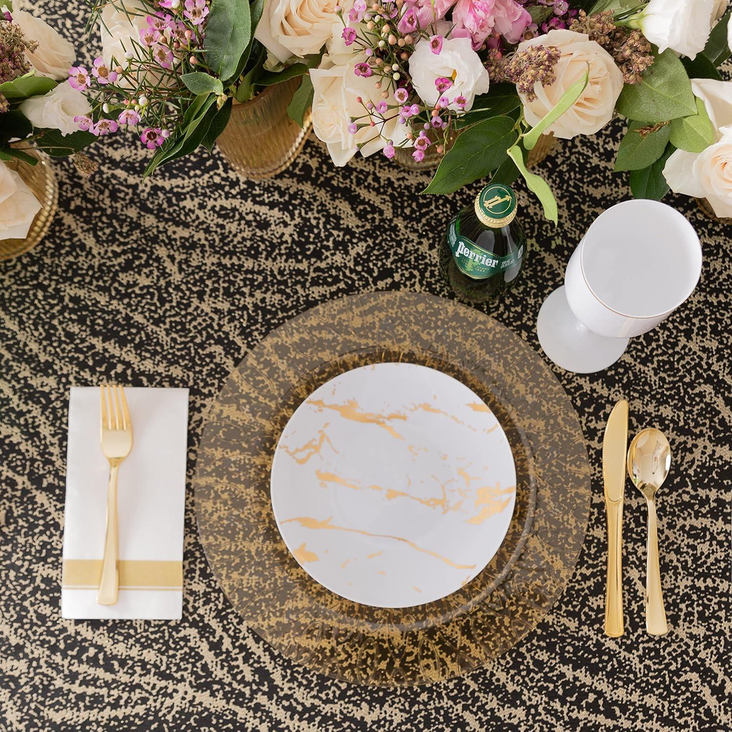 imagePARTY BARGAINS Disposable Plastic Silverware Flatwares Knives Durable amp Elegant Stylish Polished Gold Cutlery Pack of 120