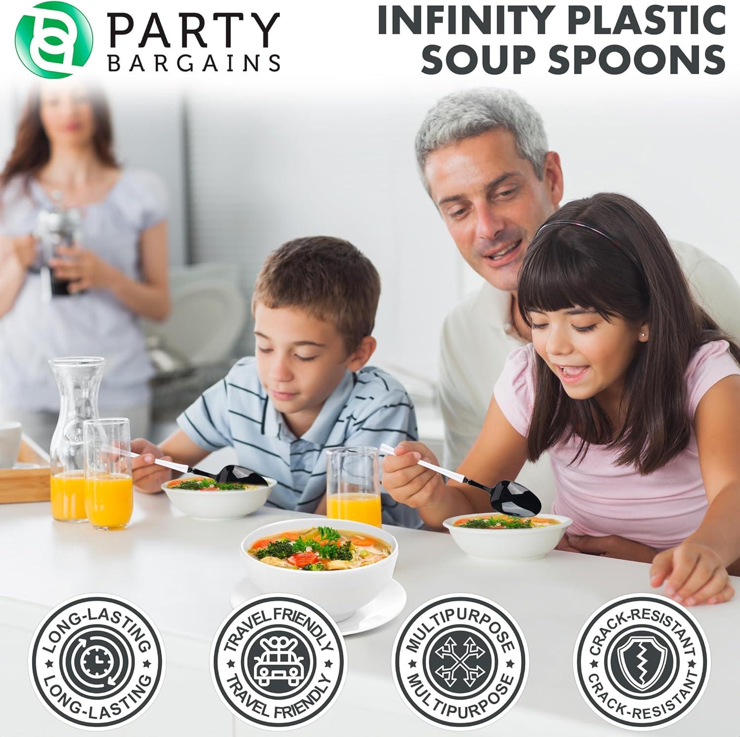 imageParty Bargains Disposable Plastic Silver Cutlery Set Infinity Modern Design Utensils 40 Pack 16 Forks 8 Knives 16 SpoonsBlackWhite