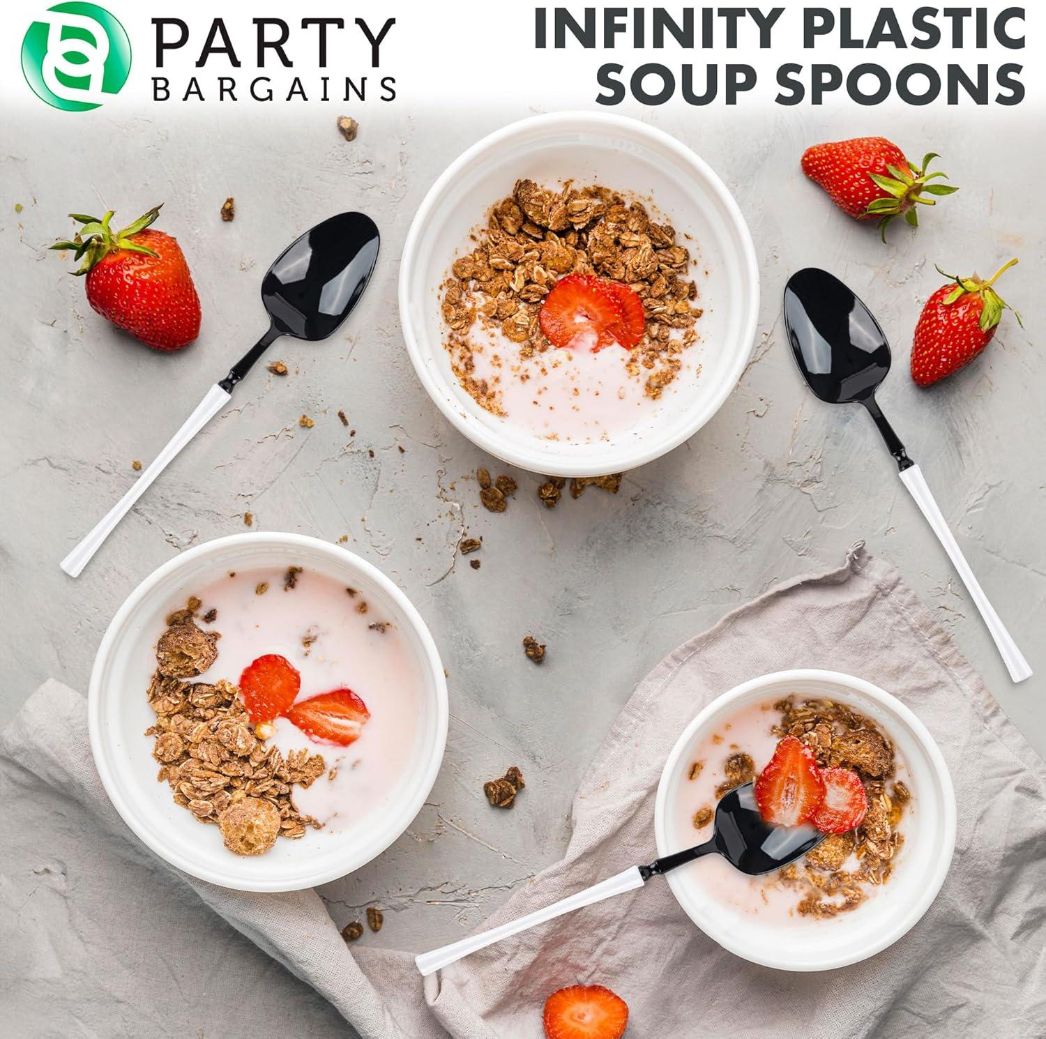 imageParty Bargains Disposable Plastic Silver Cutlery Set Infinity Modern Design Utensils 40 Pack 16 Forks 8 Knives 16 SpoonsBlackWhite