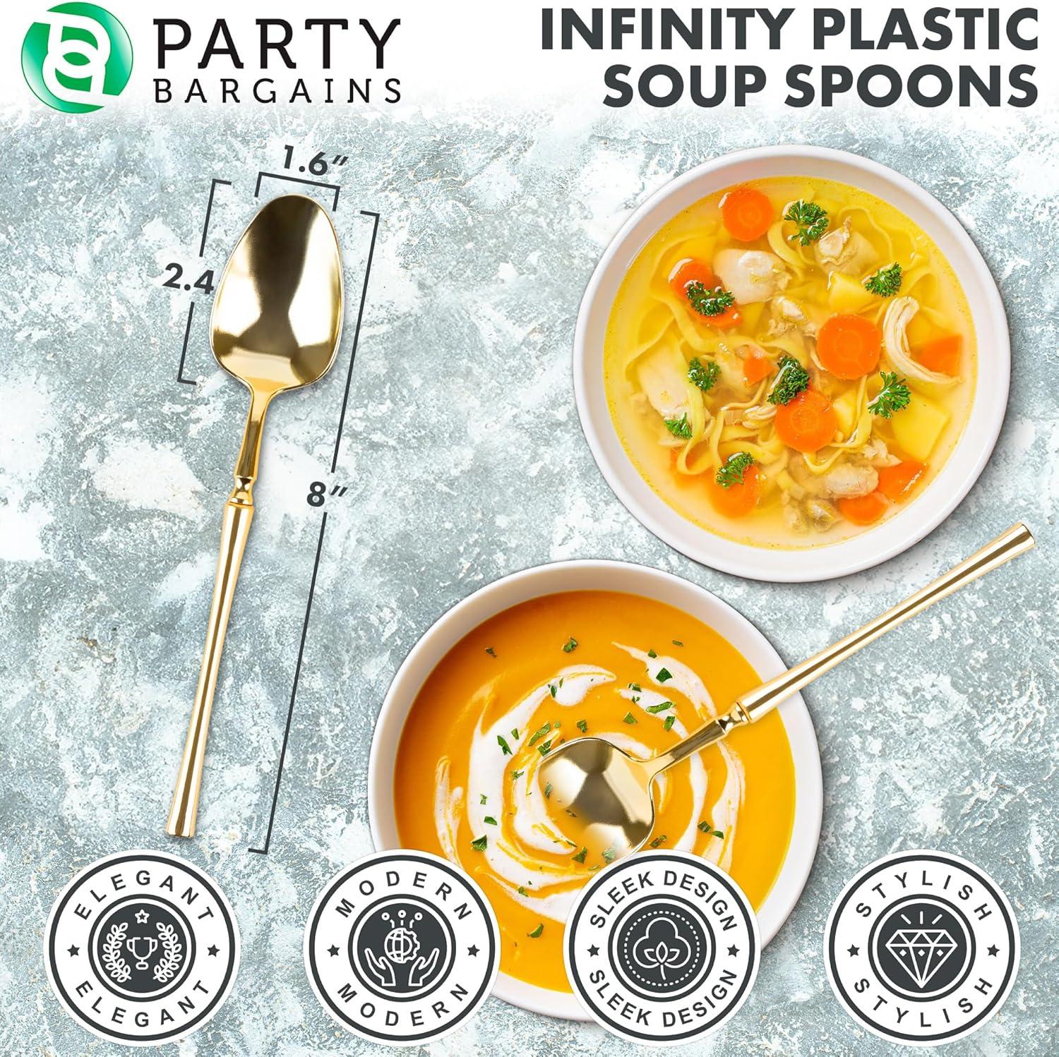 imageParty Bargains Disposable Plastic Silver Cutlery Set Infinity Modern Design Utensils 40 Pack 16 Forks 8 Knives 16 SpoonsGold