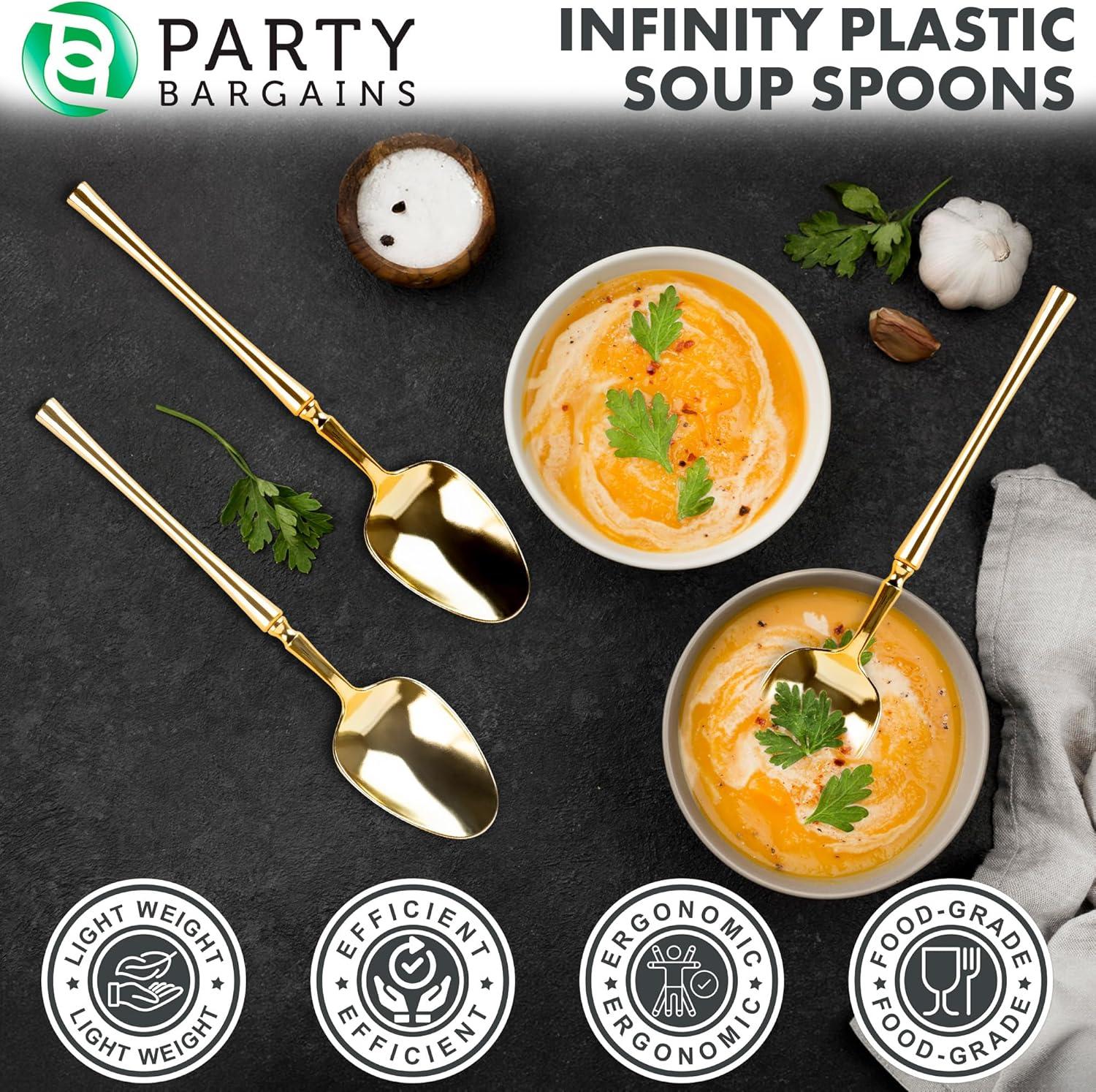 imageParty Bargains Disposable Plastic Silver Cutlery Set Infinity Modern Design Utensils 40 Pack 16 Forks 8 Knives 16 SpoonsGold