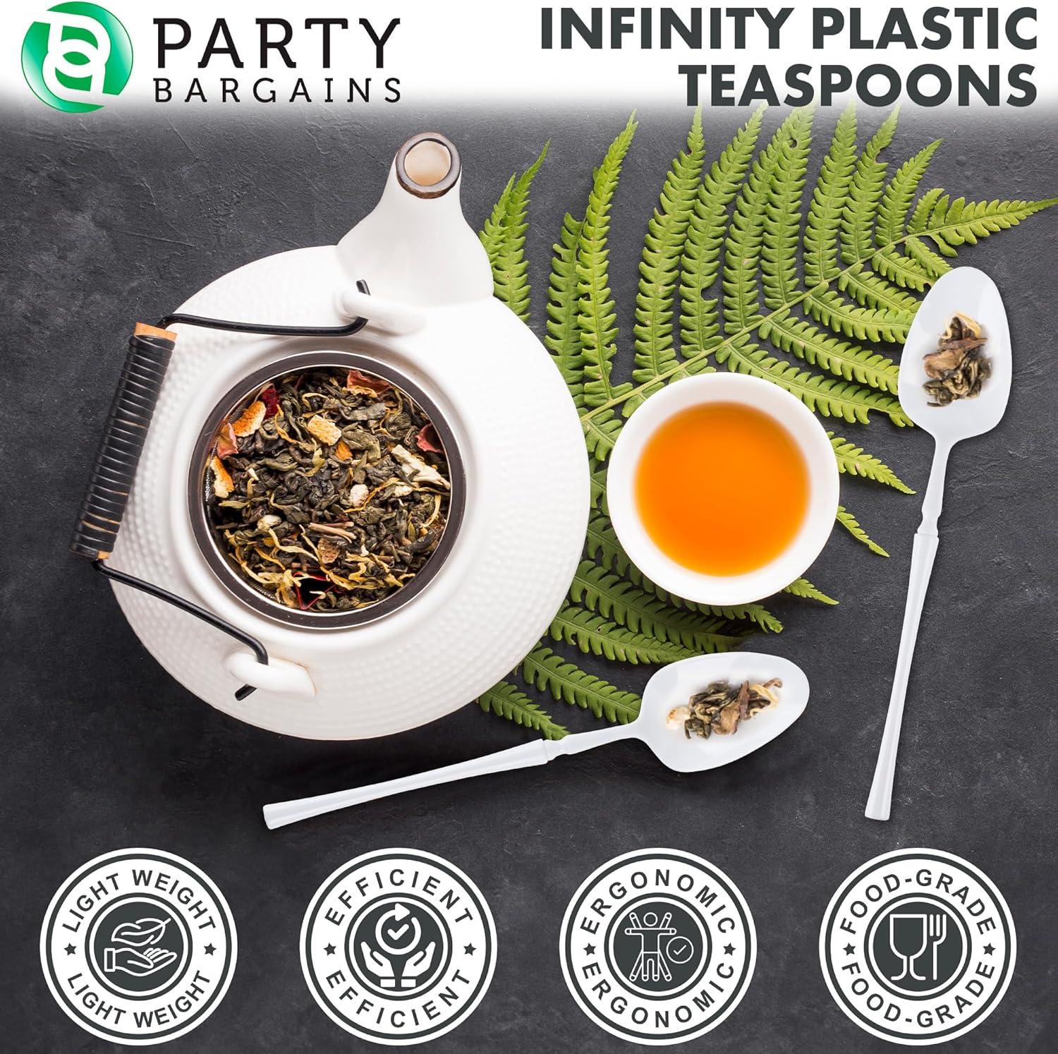imageParty Bargains Disposable Plastic Silver Cutlery Set Infinity Modern Design Utensils 40 Pack 16 Forks 8 Knives 16 SpoonsWhite