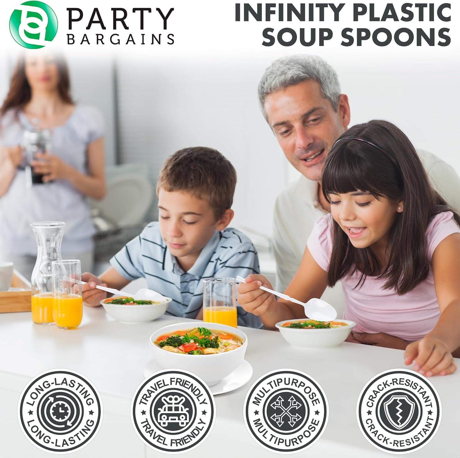 imageParty Bargains Disposable Plastic Silver Cutlery Set Infinity Modern Design Utensils 40 Pack 16 Forks 8 Knives 16 SpoonsWhite