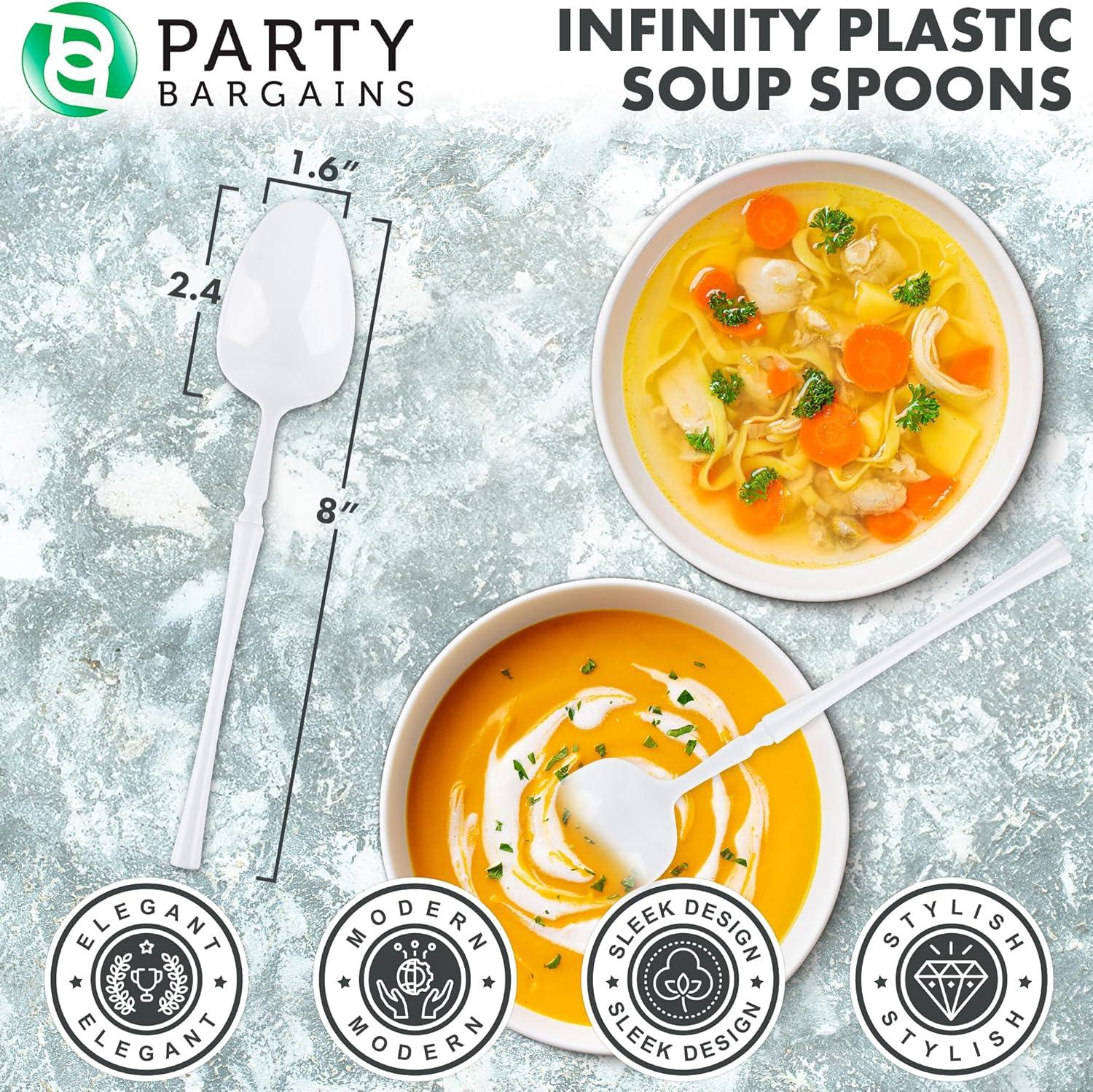 imageParty Bargains Disposable Plastic Silver Cutlery Set Infinity Modern Design Utensils 40 Pack 16 Forks 8 Knives 16 SpoonsWhite