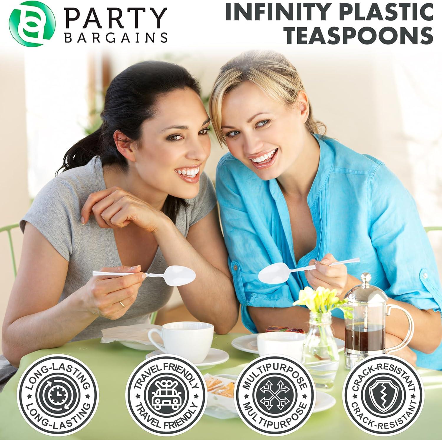 imageParty Bargains Disposable Plastic Silver Cutlery Set Infinity Modern Design Utensils 40 Pack 16 Forks 8 Knives 16 SpoonsWhite