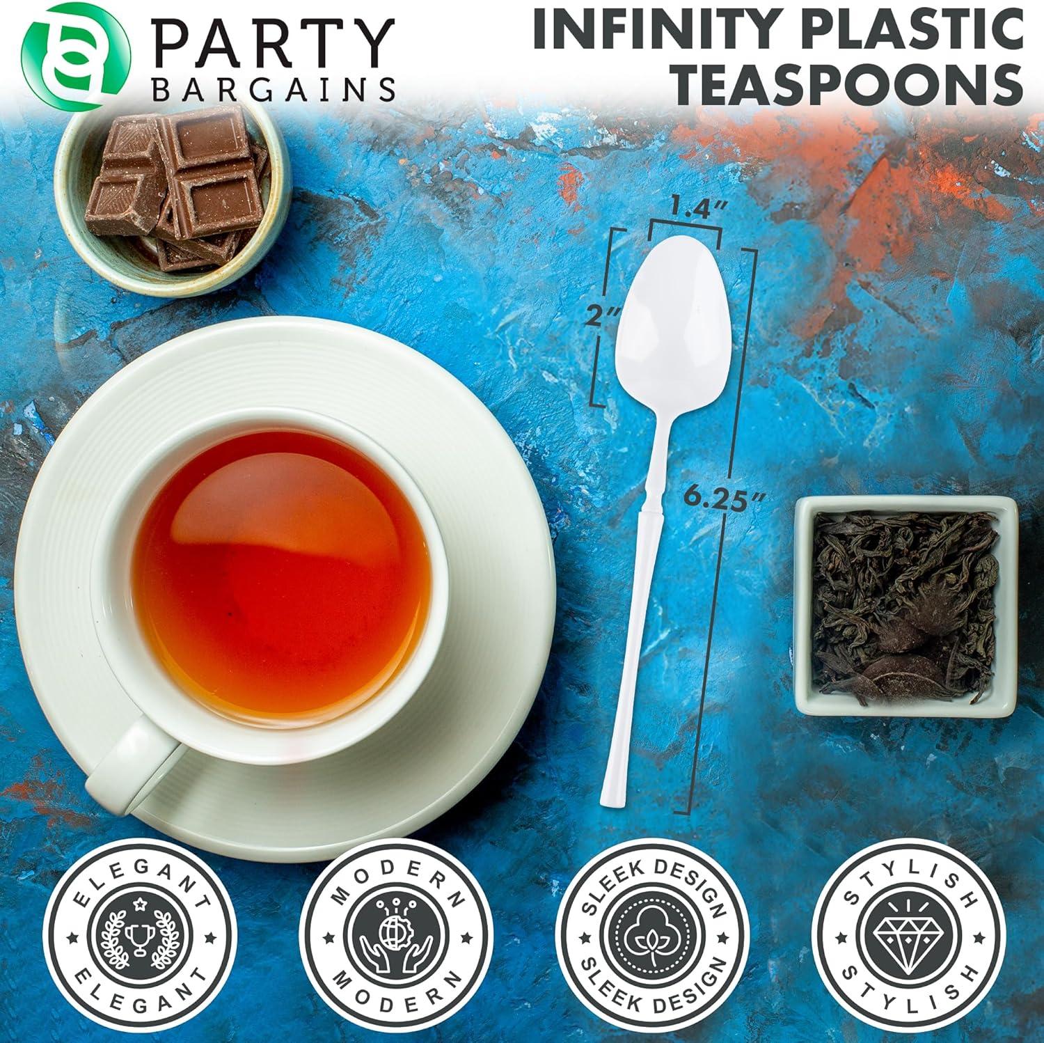 imageParty Bargains Disposable Plastic Silver Cutlery Set Infinity Modern Design Utensils 40 Pack 16 Forks 8 Knives 16 SpoonsWhite