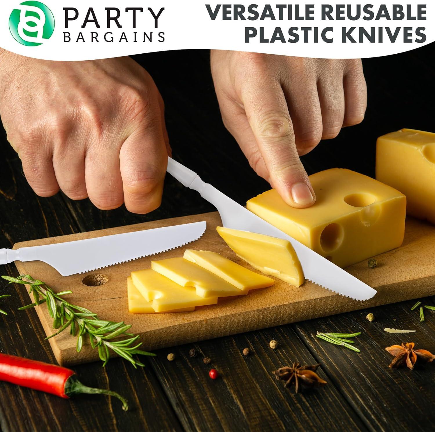imageParty Bargains Disposable Plastic Silver Cutlery Set Infinity Modern Design Utensils 40 Pack 16 Forks 8 Knives 16 SpoonsWhite