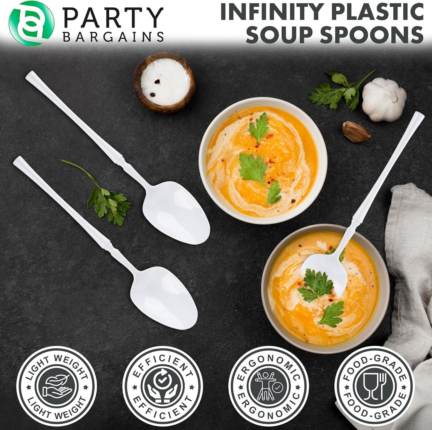 imageParty Bargains Disposable Plastic Silver Cutlery Set Infinity Modern Design Utensils 40 Pack 16 Forks 8 Knives 16 SpoonsWhite