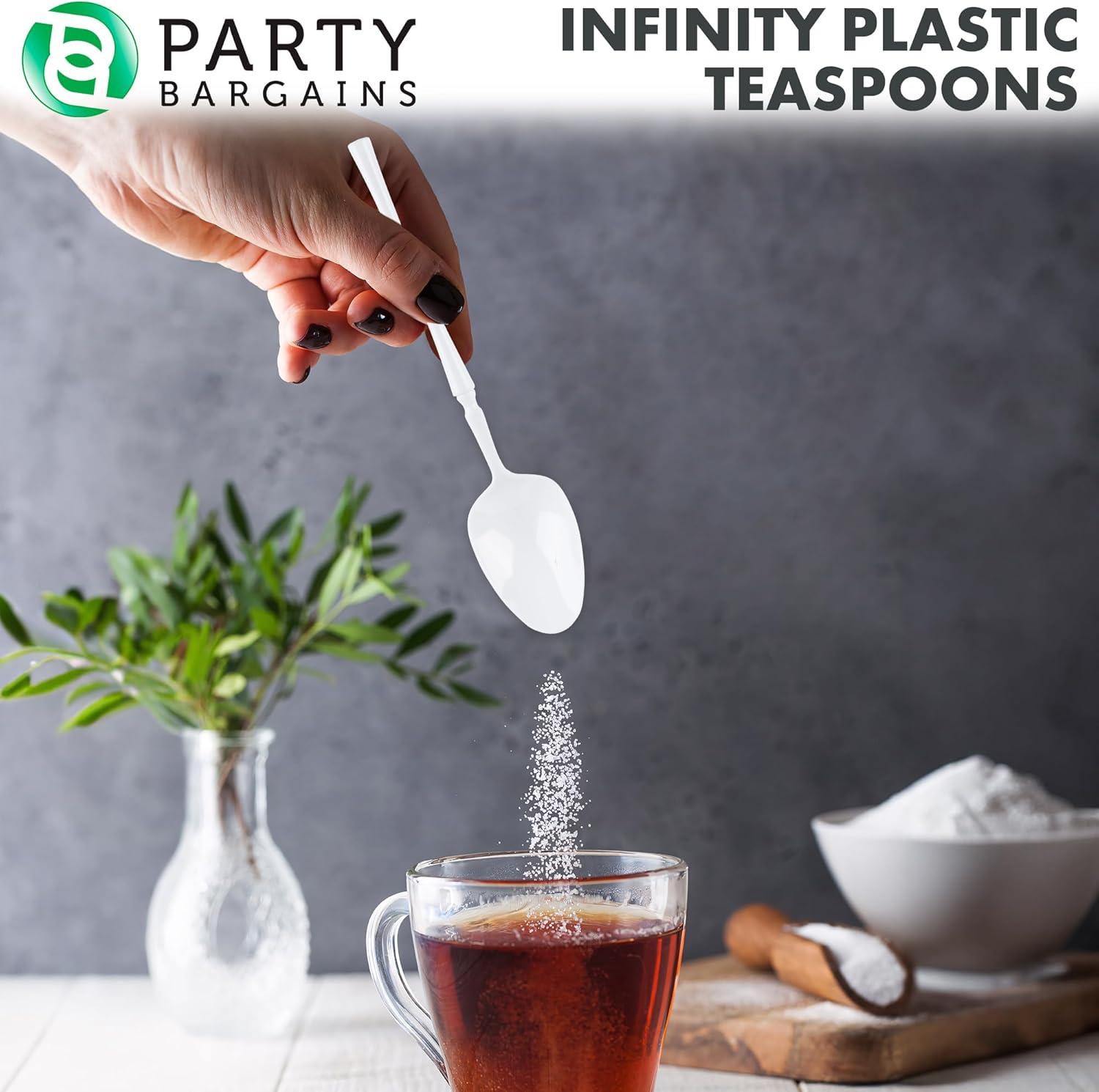 imageParty Bargains Disposable Plastic Silver Cutlery Set Infinity Modern Design Utensils 40 Pack 16 Forks 8 Knives 16 SpoonsWhite