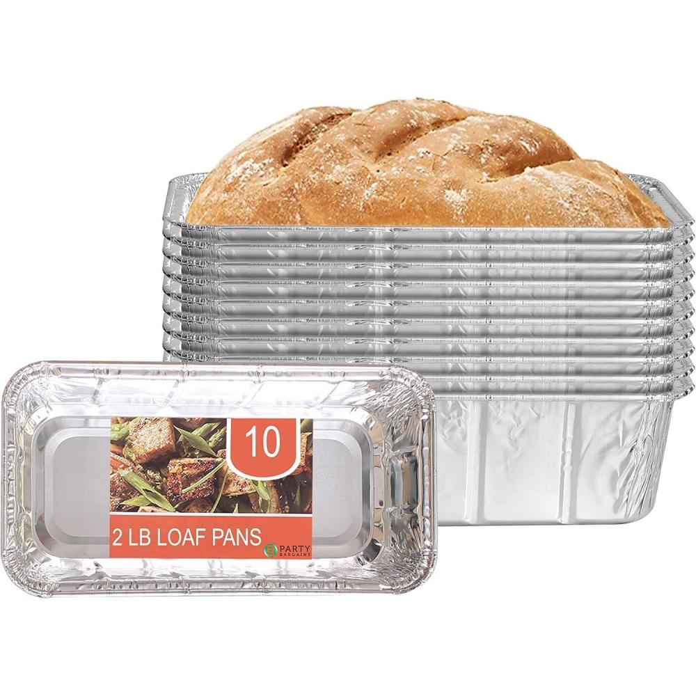 imagePARTY BARGAINS 2 lb Loaf Pans Disposable Aluminum Bread Tins 40 Pack  HeavyDuty OvenSafe Bakeware Max 240C for Bread Loaf Meatloaf Cakes Parties amp Events10