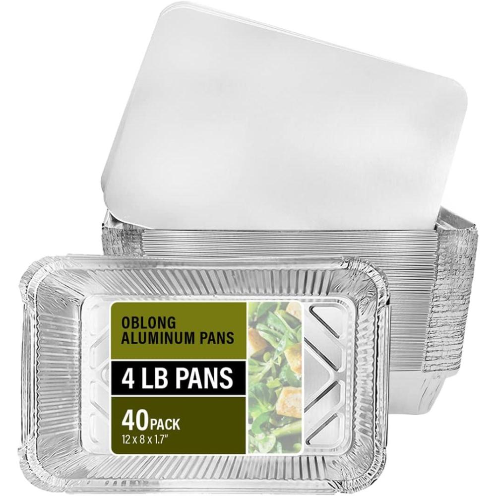imagePARTY BARGAINS 5 lb Aluminum Pans with Board Lids 50 Pack  9 x 7 in Disposable Foil Roasting amp Steam Table Pans for Catering Takeout Meal Prep Oven Safe up to 240C40