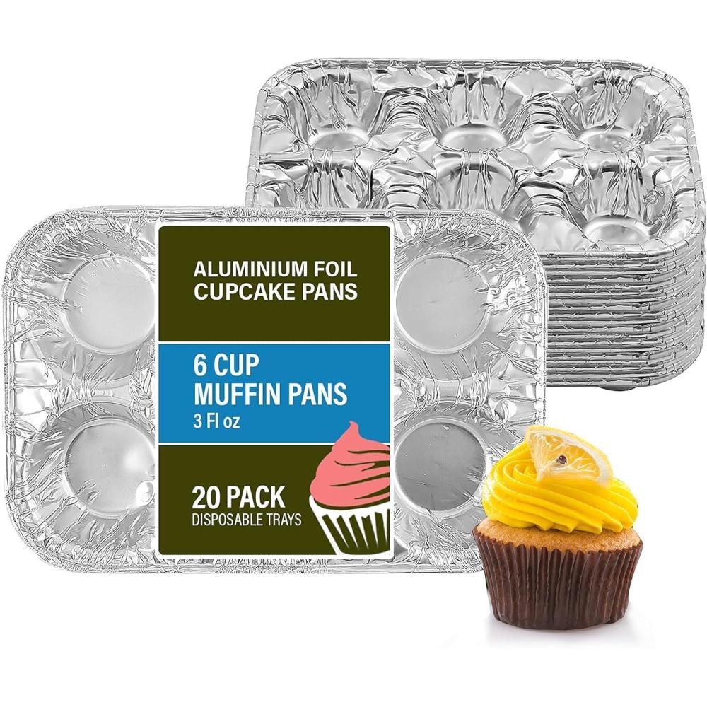 imagePARTY BARGAINS 6Cup Aluminum Muffin Pans  40 Pack Standard Size Cupcake Pans Disposable Muffin Tin for Baking Max 240CMuffins