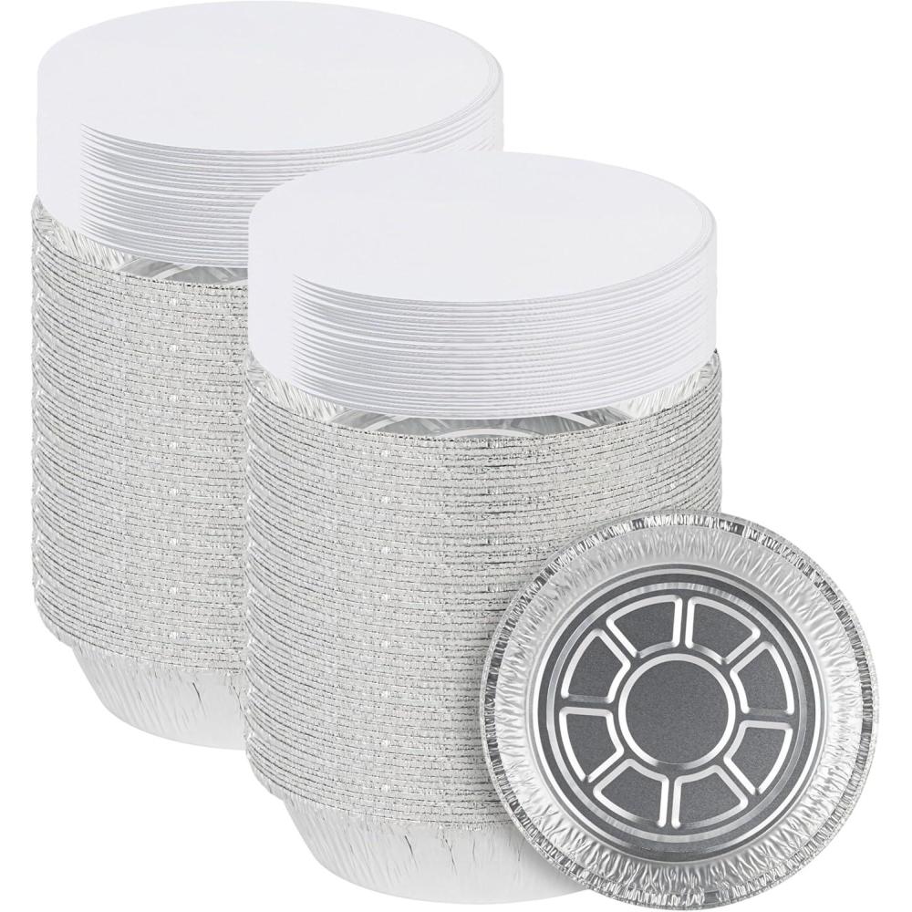 imagePARTY BARGAINS 9Inch Round Disposable Aluminum Pans 40 Pack Set with Board Lids For Baking Roasting BBQ Perfect for Kitchen Takeout Food Catering Picnic Camping Max 240C7 In