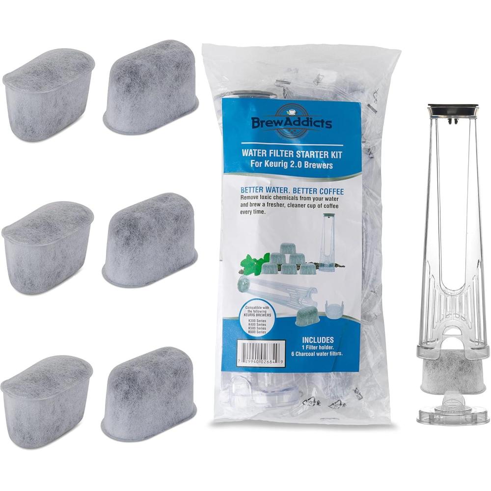 imageWater Filter Starter Kit  6 Replacement Charcoal Filters with Filter Holder  Compatible with Keurig 20 Coffee BrewersWater Filter 20  6 Cartridges